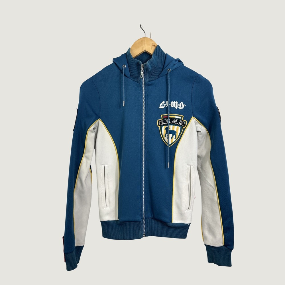 L.A.M.B. Zip Up Hoodie Women‎ XS Blue Gwen Stefani Track Jacket Patchwork Y2K